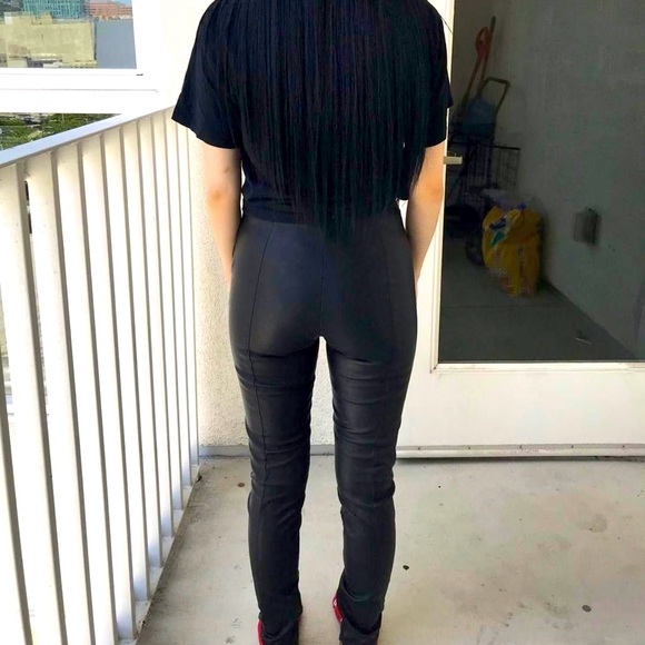 Topshop faux leather stretchy skinny jeans. Size US 2. - Picture 3 of 8